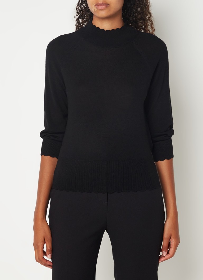 BOSS Botto regular fit trui wol, heren trui middeldik O-hals, wit