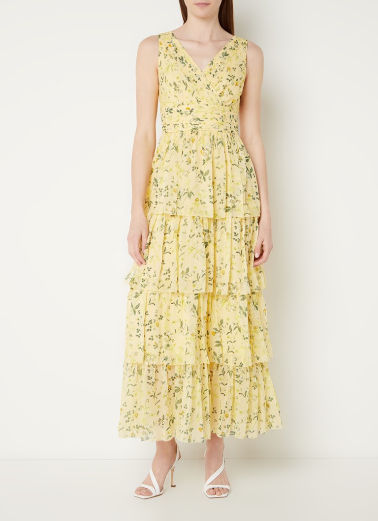 L.K.Bennett - Bower gelaagde mini A-lijn jurk van zijde met bloemenprint - Geel