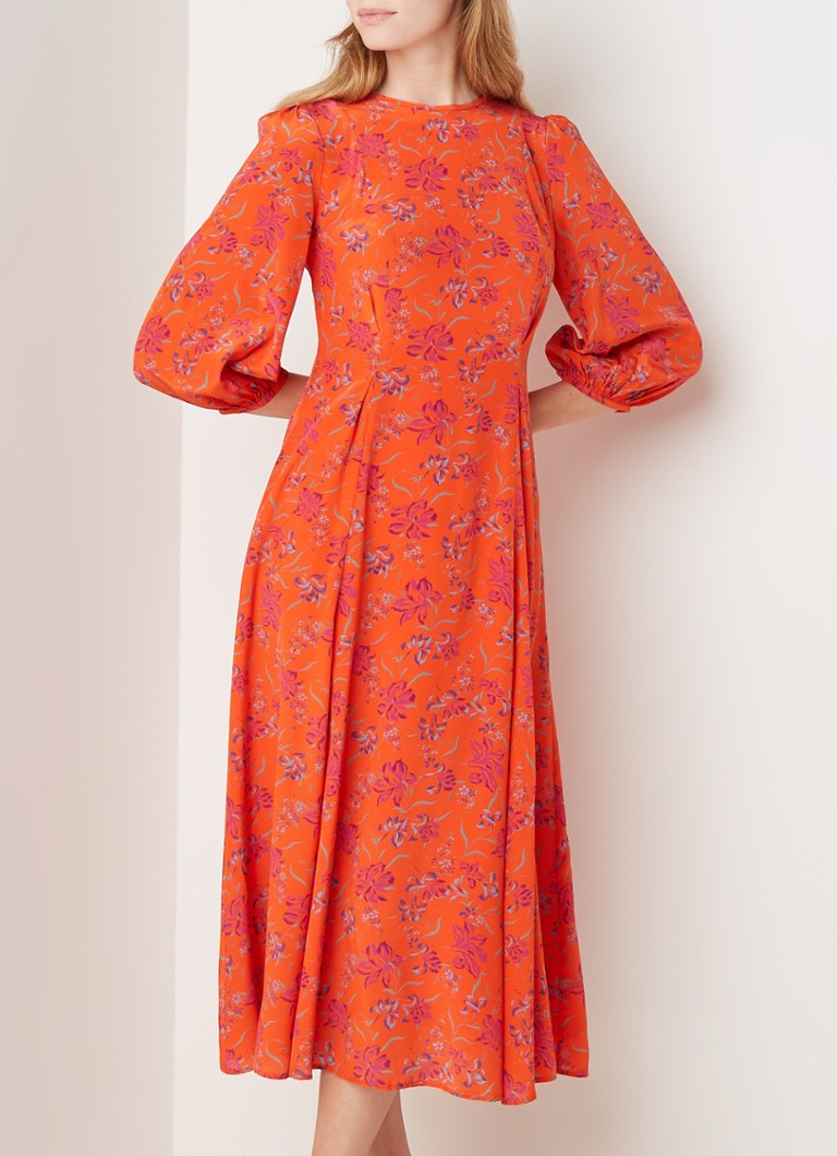 L.K.Bennett - Kaia A-lijn jurk met bloemendessin - Oranje