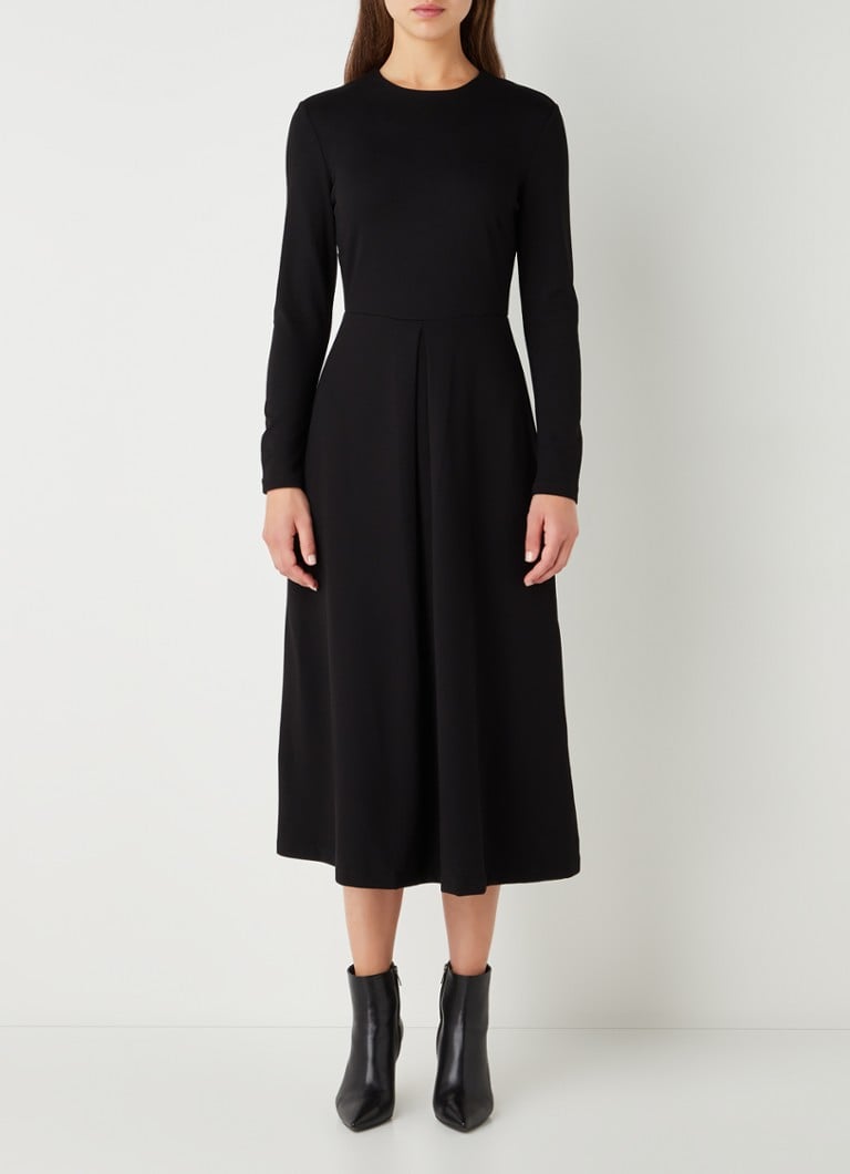 L.K.Bennett - Maria midi jurk met plooidetail - Zwart