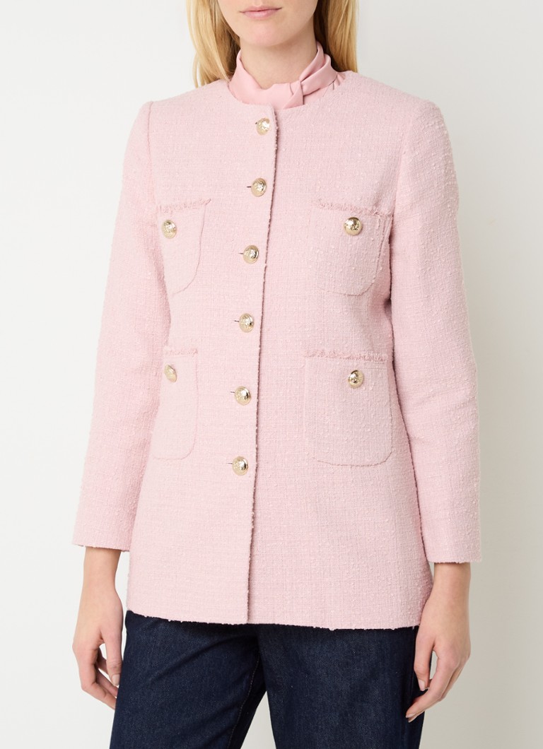 L.K.Bennett - Rosie blazer met tweed-look en borstzakken - Lichtroze