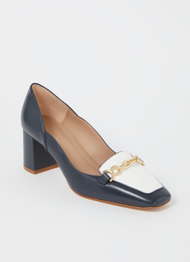 donkerblauwe pumps leer