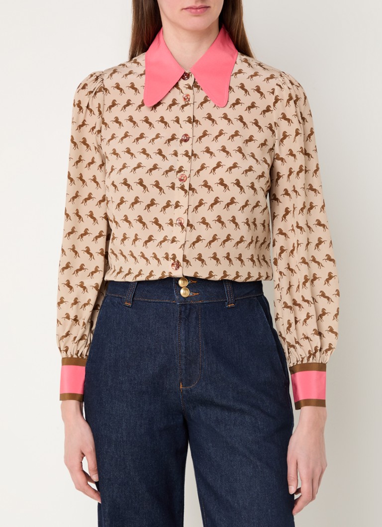 L.K.Bennett - Sonya blouse van zijde met print - Beige