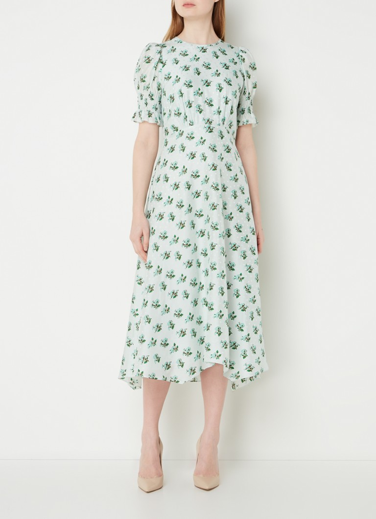L.K.Bennett - Tabitha midi jurk in zijdeblend met bloemenprint - Lindegroen