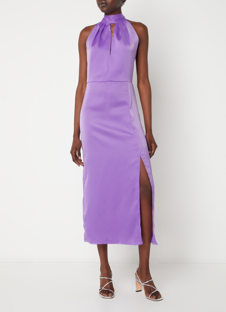 Laagam Lexi midi jurk met zijsplit • Lila • de Bijenkorf