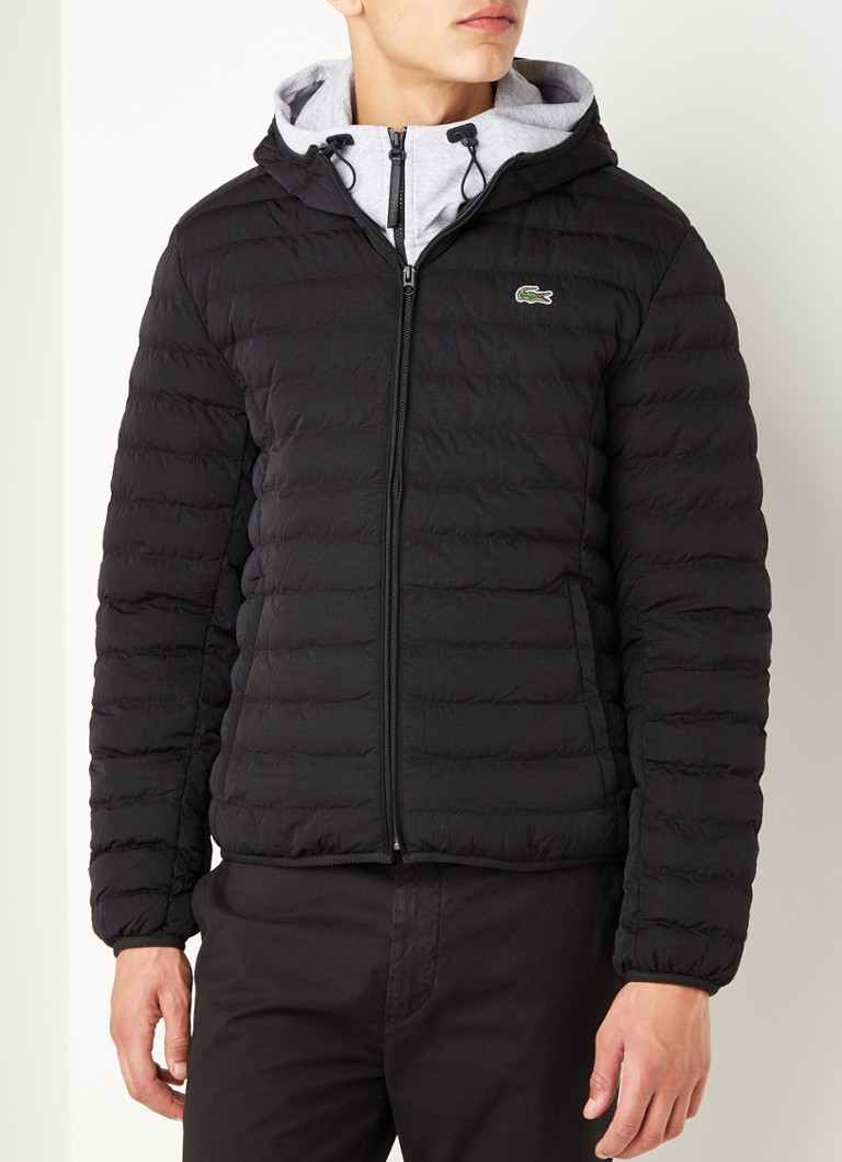 kas bitter Gezond Lacoste Lichtgewicht puffer jas met capuchon • Zwart • de Bijenkorf