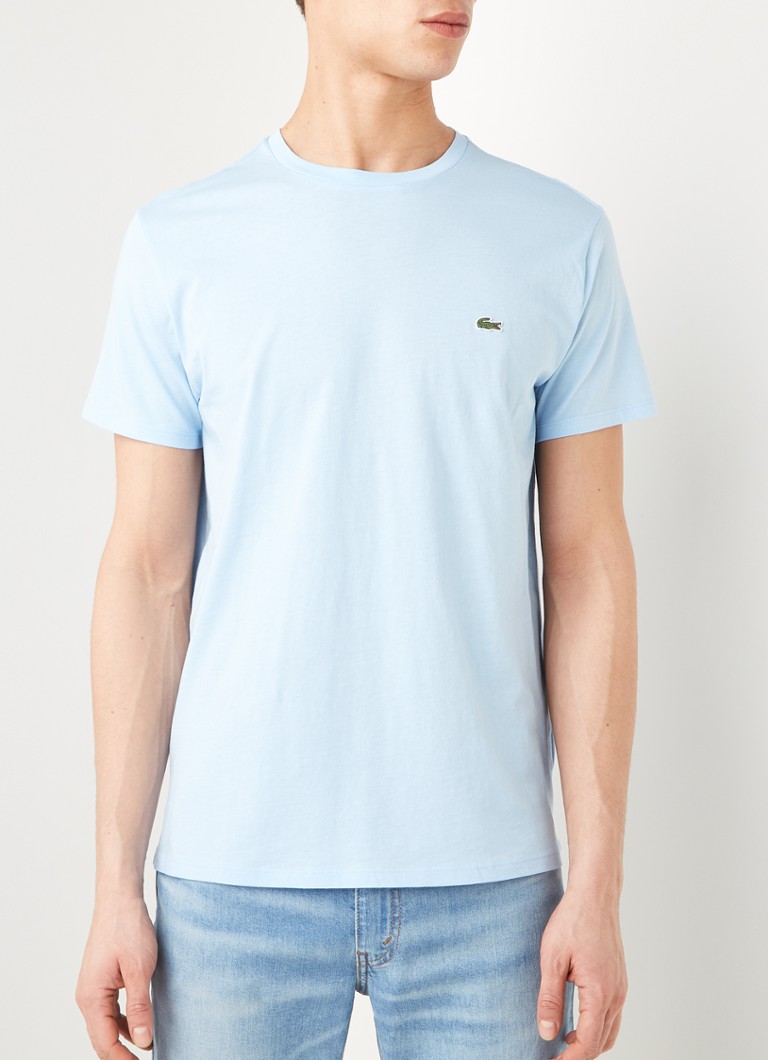 Lacoste - T-shirt met logo en stretch  - Lichtblauw