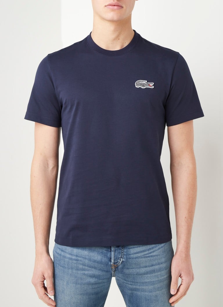 Lacoste - T-shirt met logoborduring - Donkerblauw