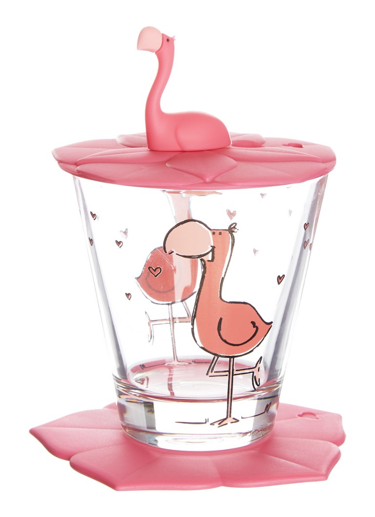 Leonardo - Bambini Flamingo kinder drinkbekerset 20 cl 3-delig - Roze