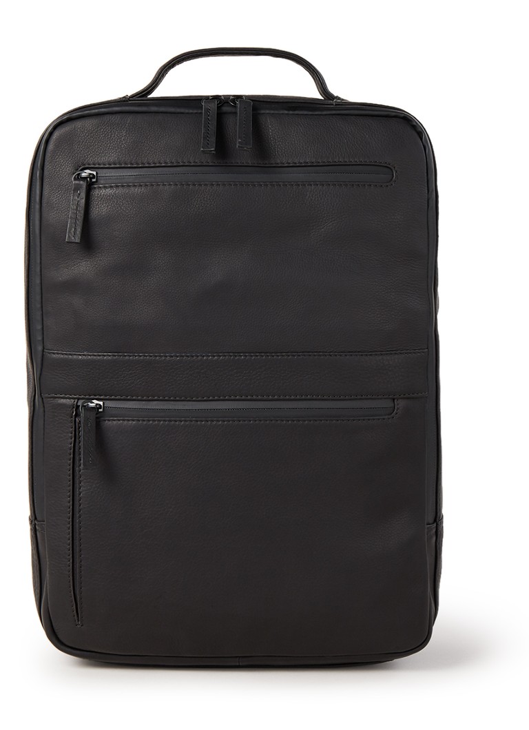 Leonhard Heyden - Den Haag laptoprugzak van leer - unisex - Zwart