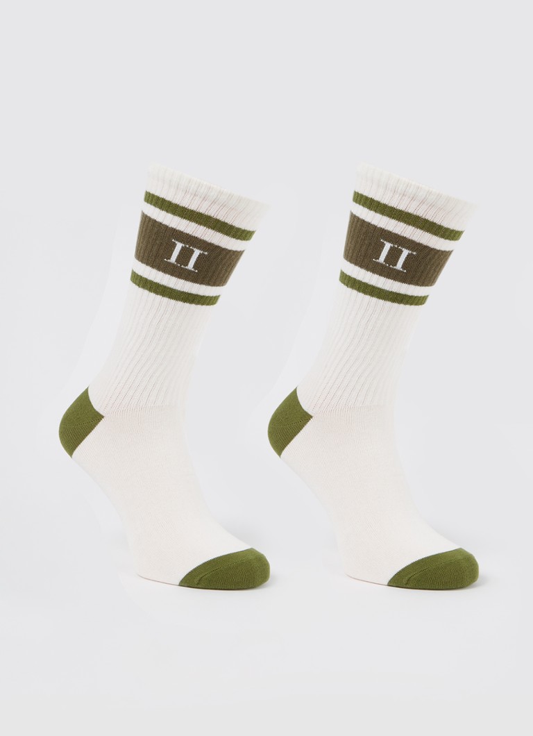 Les Deux - William sokken met streepdetail in biologische katoenblend - Gebroken wit