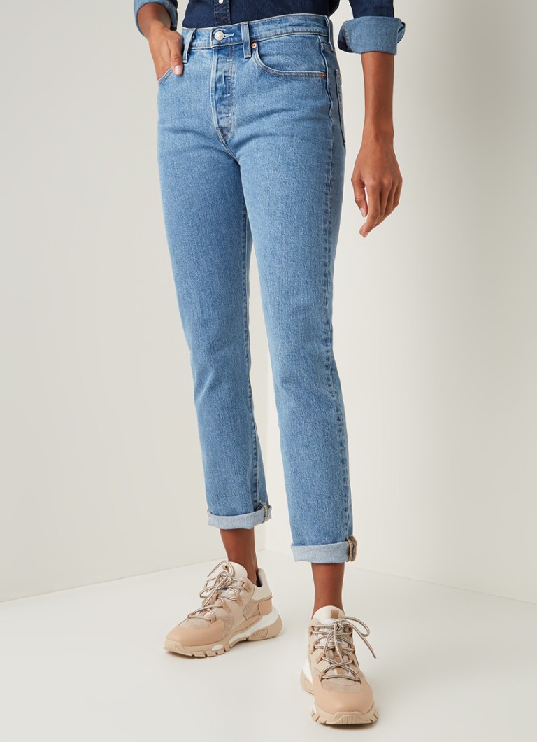 Levi's - 501 High waist regular fit jeans met gerafelde zoom - Indigo