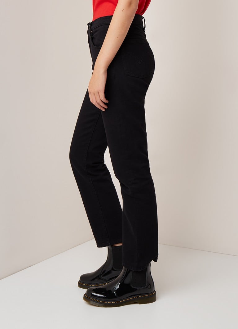 Levi's - 501 high waist straight leg cropped jeans - Zwart