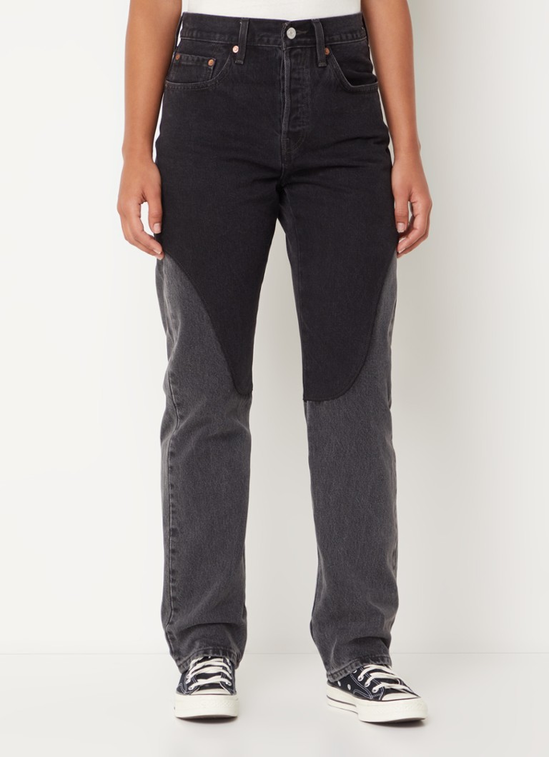 Levi's 501 high waist straight leg jeans met gekleurde wassing • Zwart ...