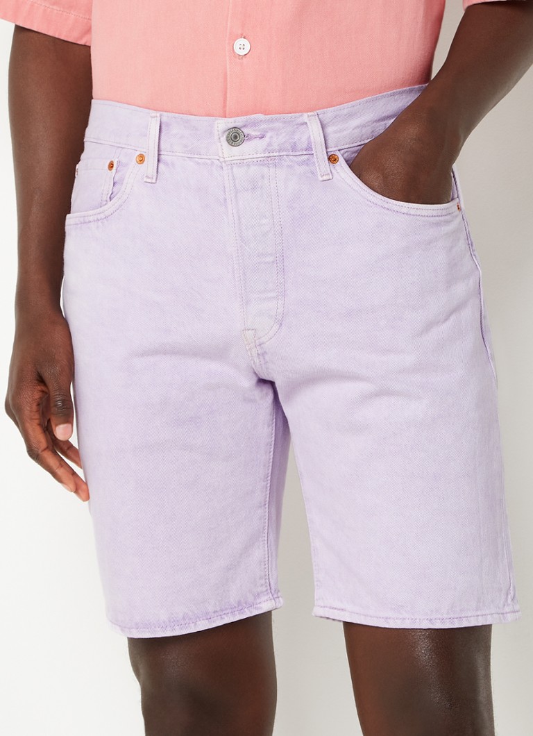 Levi's - 501 Straight fit korte spijkerbroek met gekleurde wassing - Lila