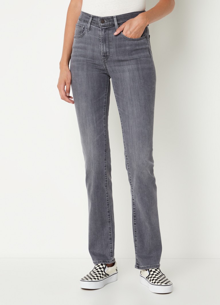Levi's 724 high waist straight fit jeans met stretch • Lichtgrijs • de