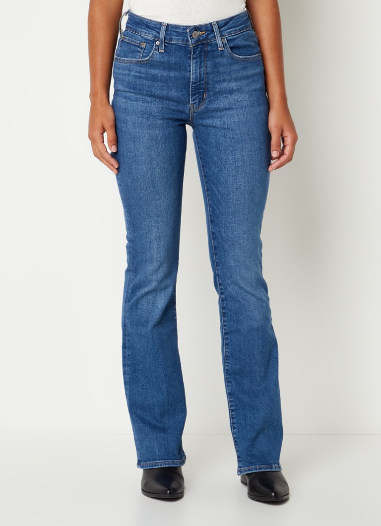 Levi's - 725 high waist bootcut fit jeans met medium wassing - Indigo
