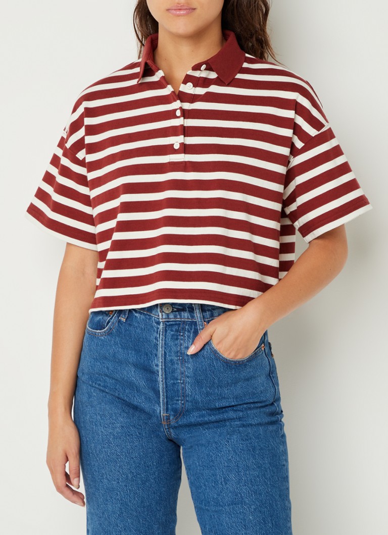 Levi's - Astrid cropped polo met streepprint - Rood