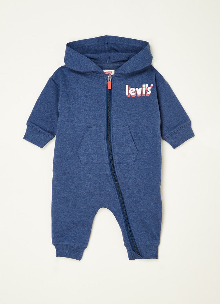 Levi's - Babypak met capuchon en logoprint - Staalblauw