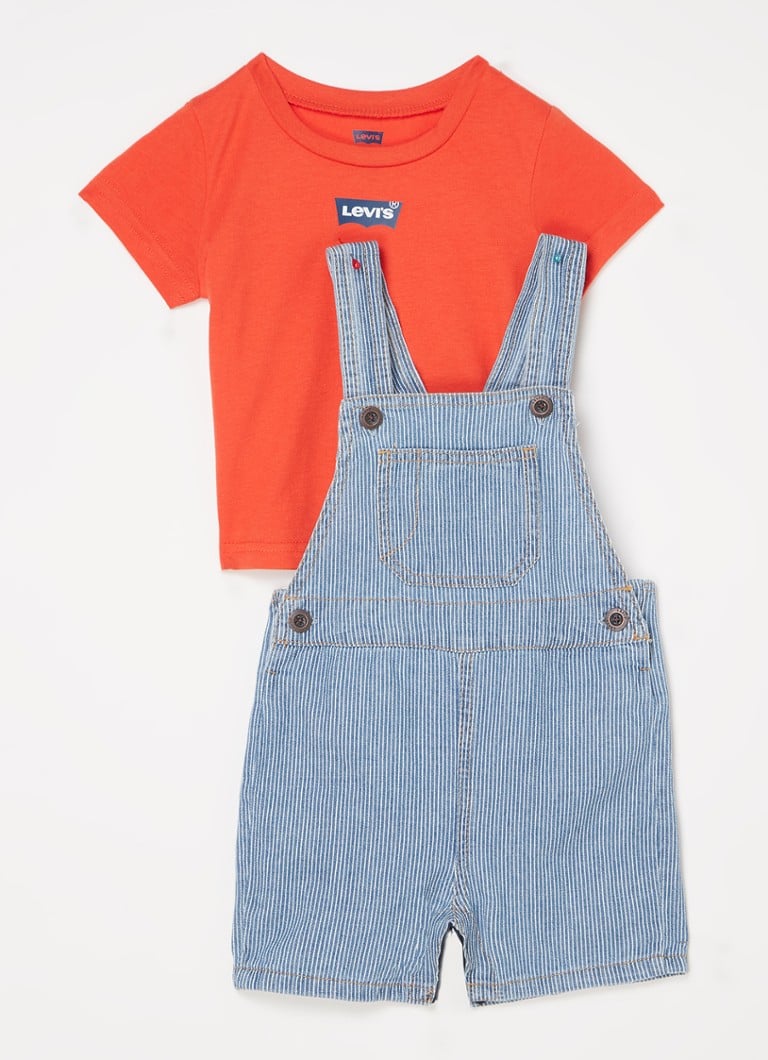 Levi's - Babyset met T-shirt en tuinbroek 2-delig - Blauw