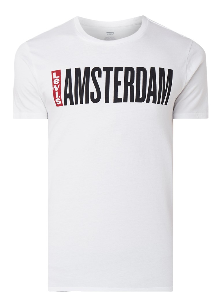 Vertrappen buffet wit Levi's Destination Amsterdam T-shirt met tekstopdruk • Wit • de Bijenkorf