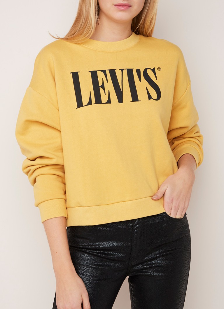 wasserette Onschuldig vereist Levi's Diana sweater met logoprint • Maisgeel • de Bijenkorf
