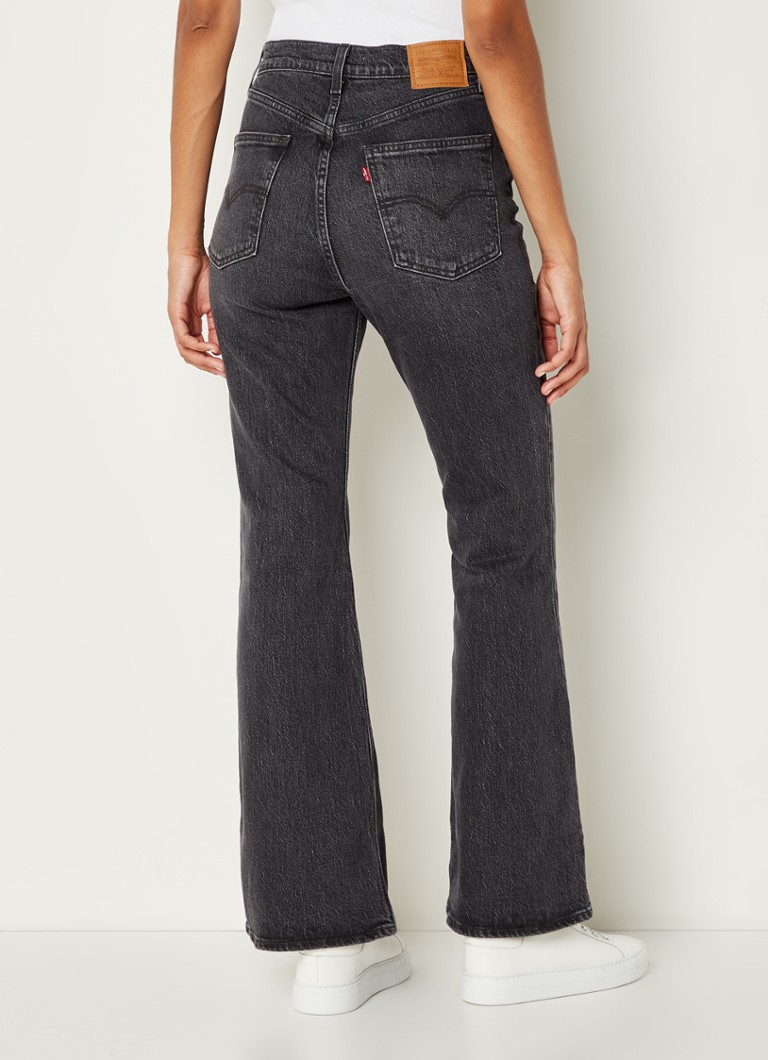 High waist flared jeans met gekleurde wassing De Bijenkorf Dames Kleding Broeken & Jeans Jeans High Waisted Jeans 