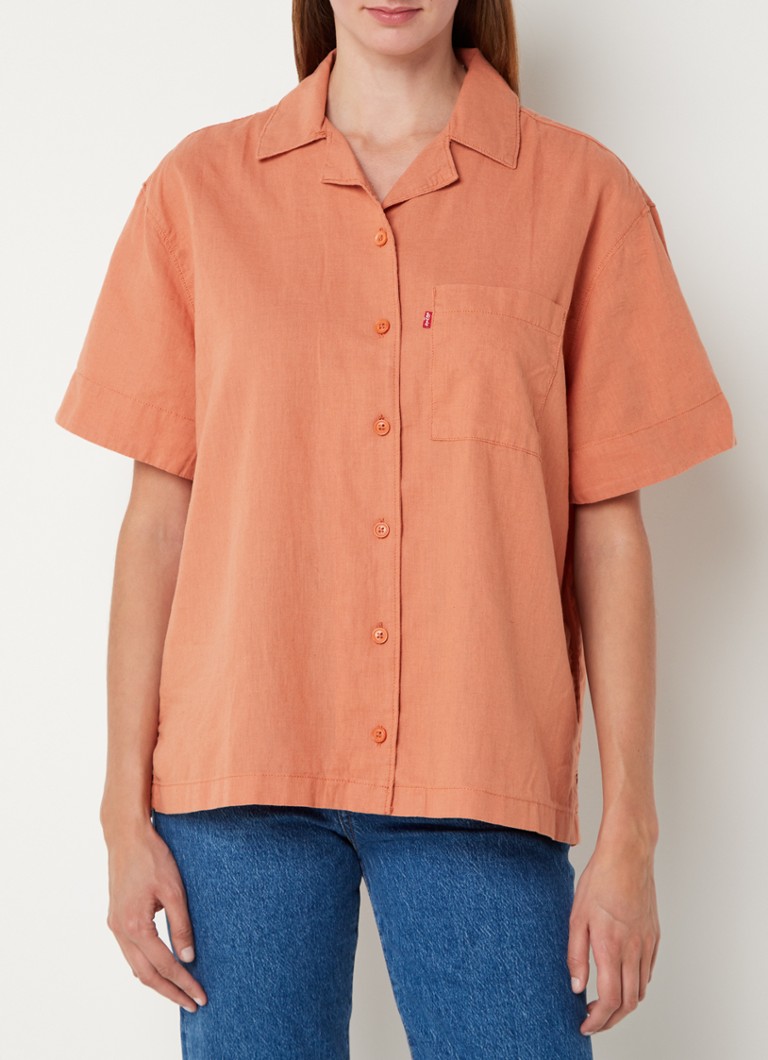 Levi's - Oversized blouse in linnenblend met borstzak - Oranje
