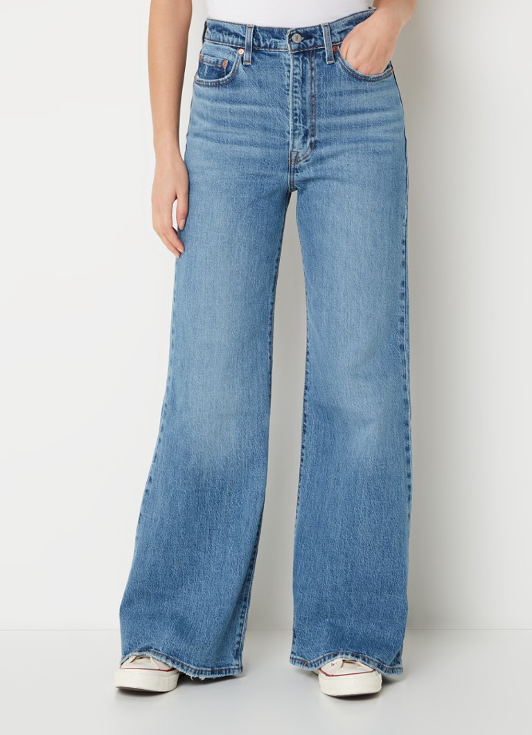 Levi's Ribcage Bell high waist flared jeans met medium wassing • Indigo