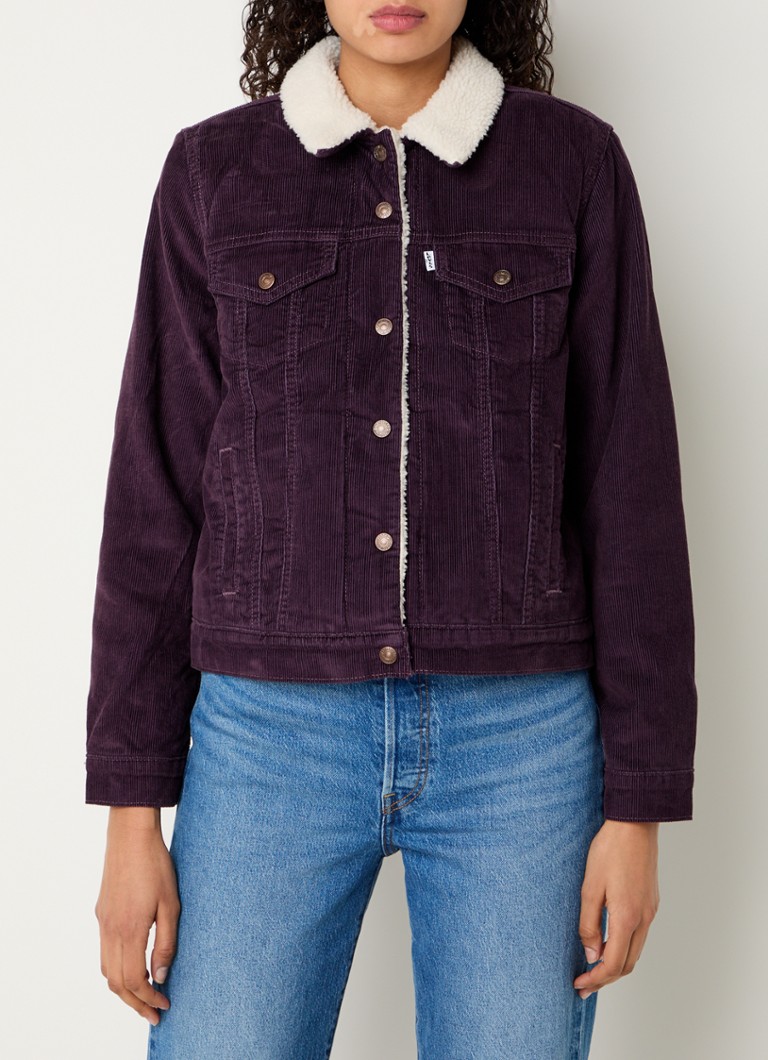 Levi's - Sherpa jack van corduroy met teddy voering en steekzakken - Aubergine
