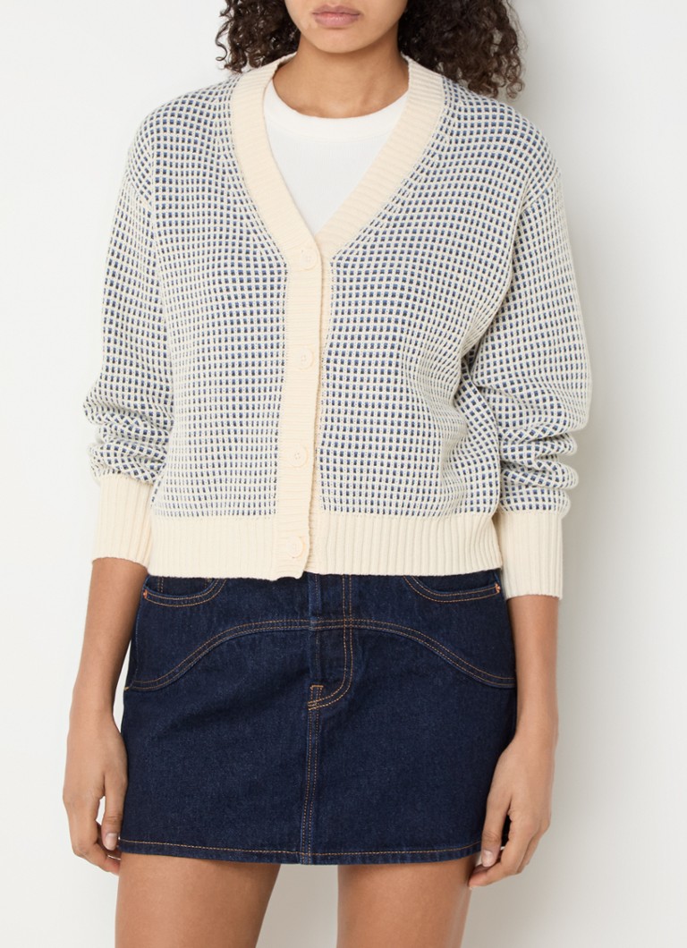 Levi's - Snowflake grofgebreid vest met ruitdessin - Gebroken wit