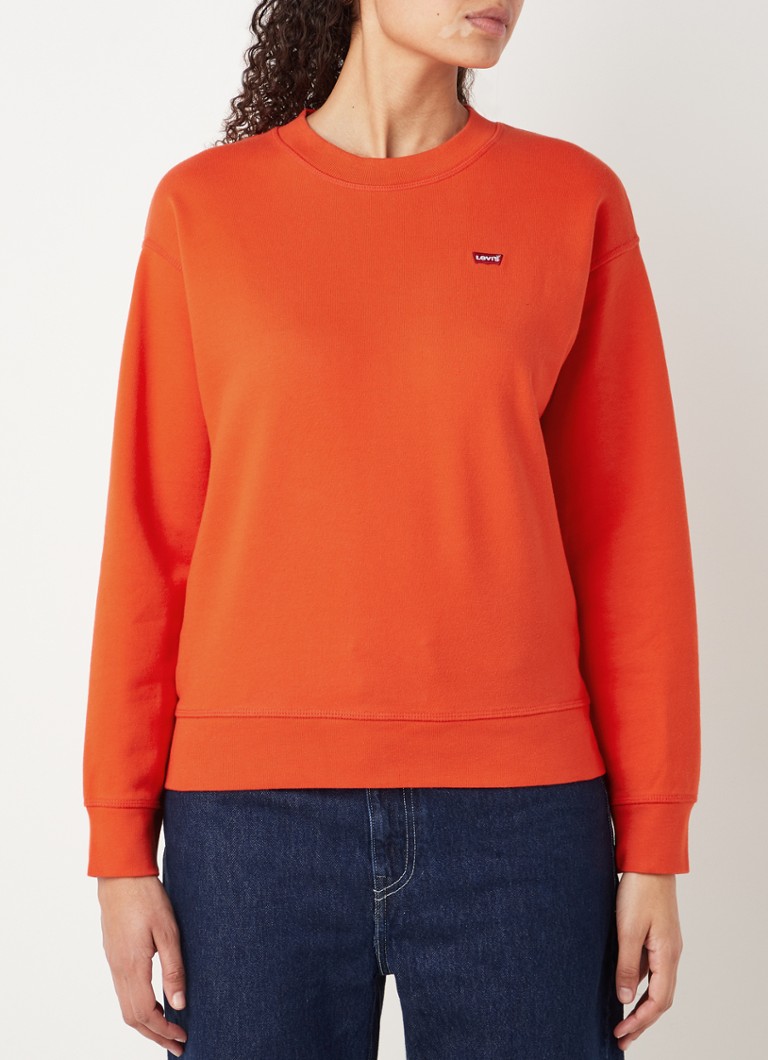 Levi's - Standard sweater met logoborduring - Oranjerood