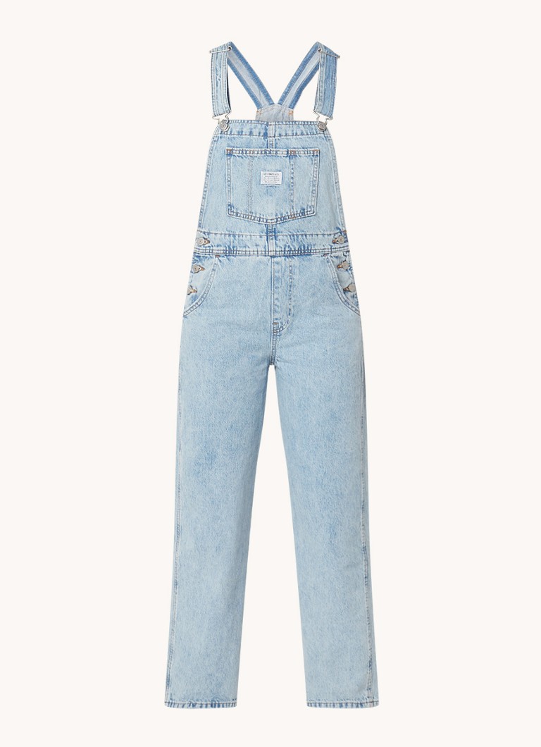 De Bijenkorf Dames Kleding Broeken & Jeans Broeken Tuinbroeken Straight fit cropped tuinbroek van denim met logoband 