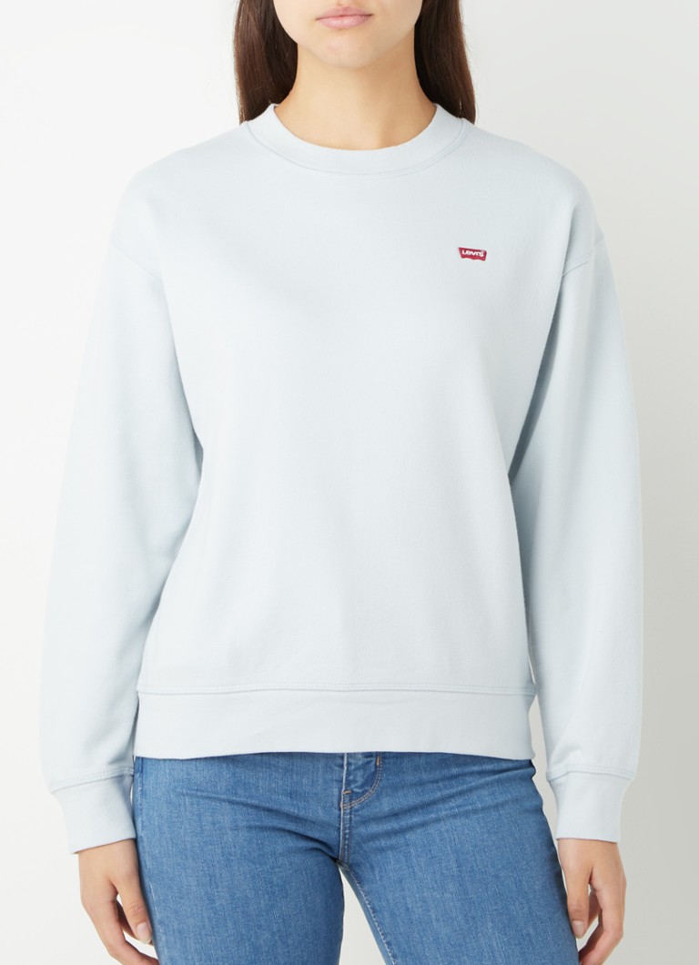 Levi's - Sweater met logoborduring - Lichtblauw