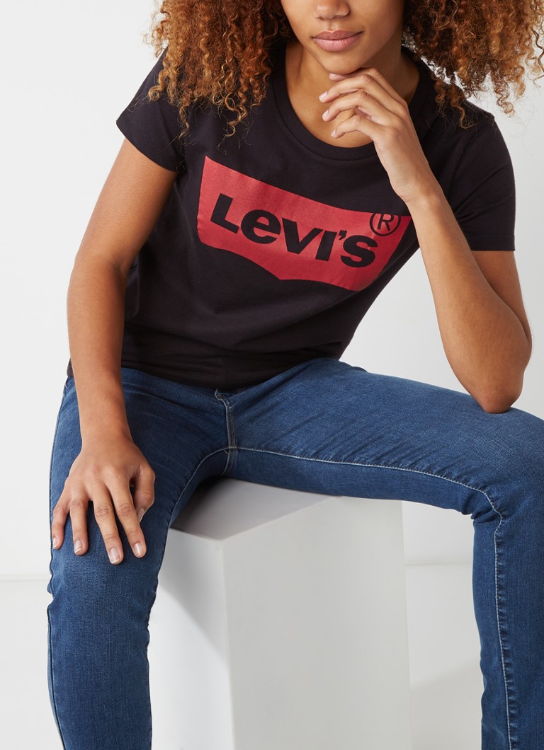 Levi's - T-shirt met logoprint - Zwart
