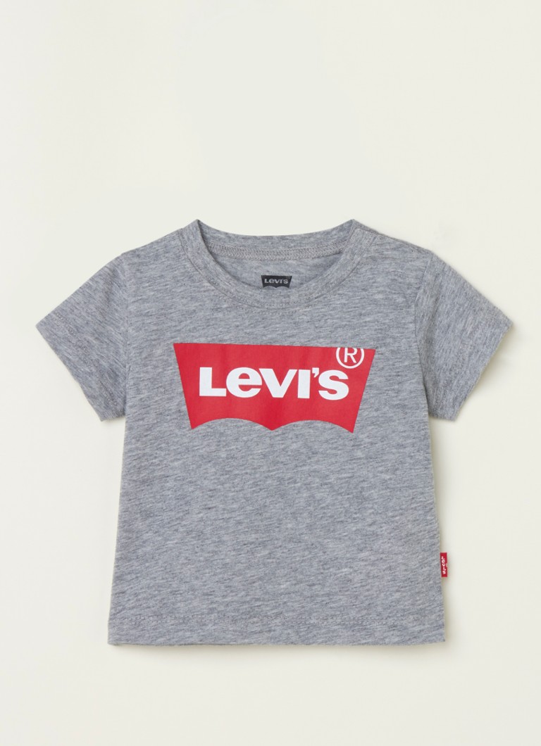 Levi's - T-shirt met logoprint - Grijsmele