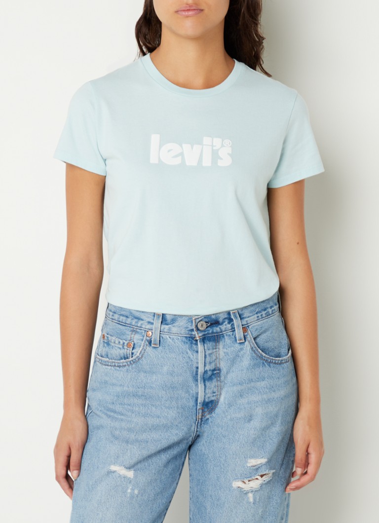 tennis vervolging Waakzaamheid Levi's The Perfect Tee T-shirt met logo • Lichtblauw • de Bijenkorf