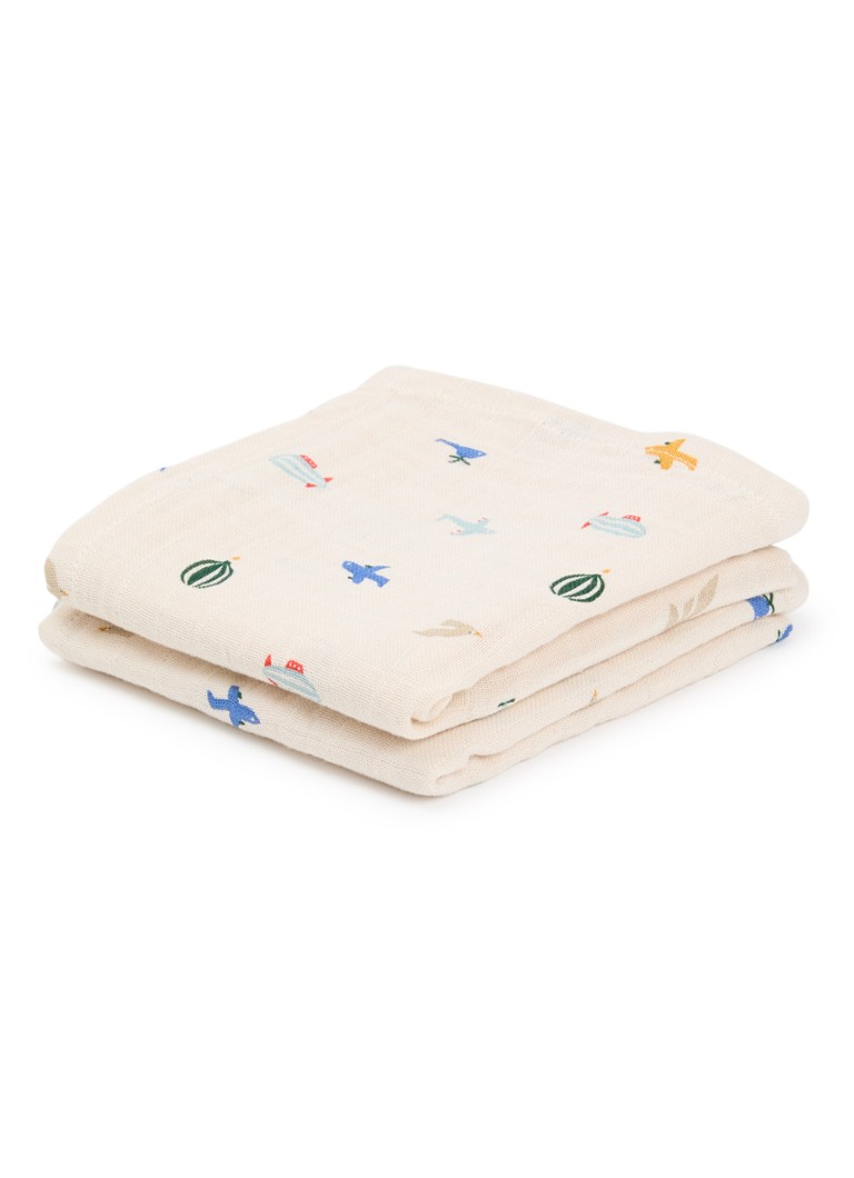 Liewood - Lewis hydrofiele doek van biologisch katoen set van 2 - Blauw