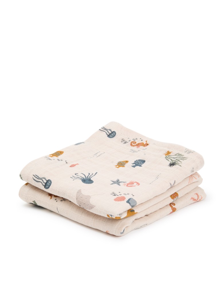 Liewood - Lewis hydrofiele doek van biologisch katoen set van 2 - Multicolor
