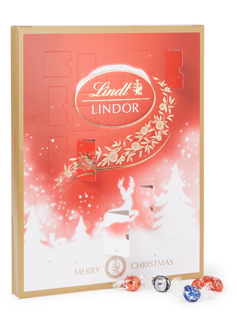 Lindt Adventskalender met chocolade 24 dagen • Rood • de Bijenkorf