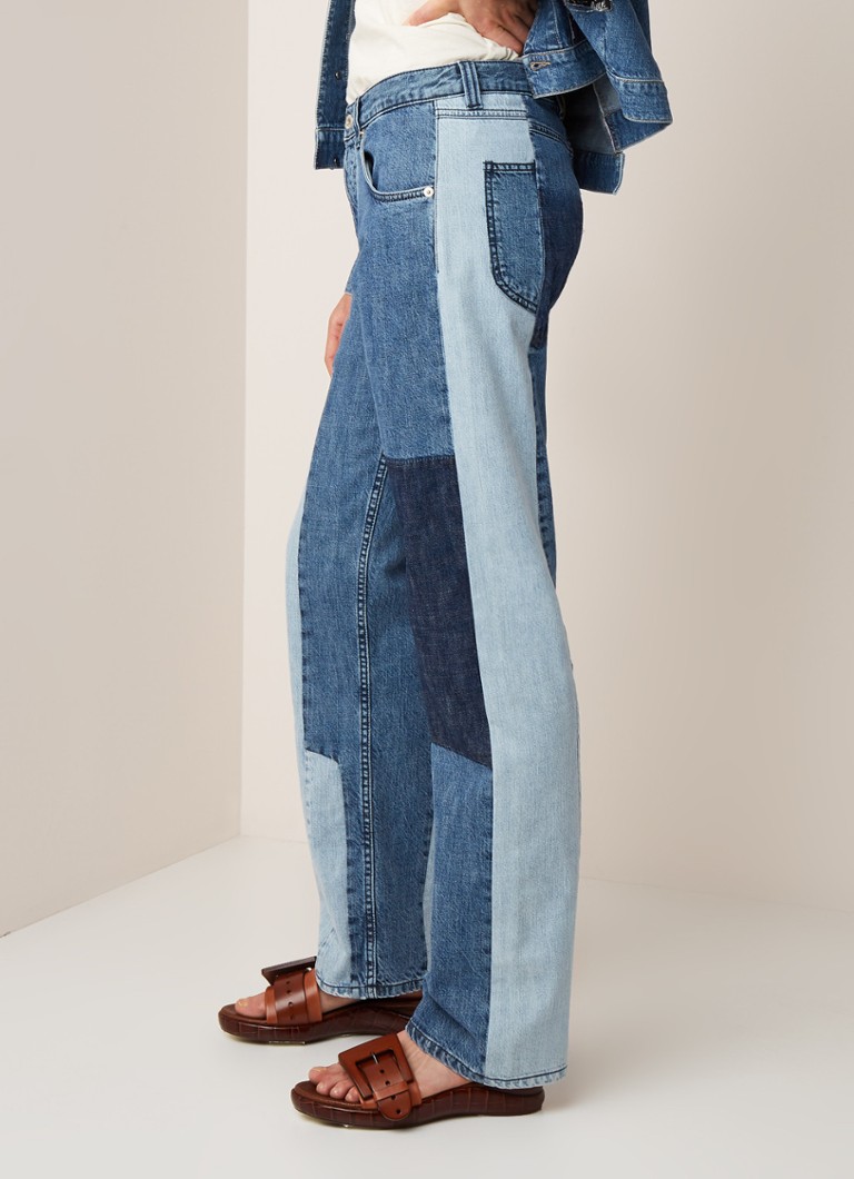 Loewe High Rise Straight Fit Jeans Met Patchwork Indigo De Bijenkorf