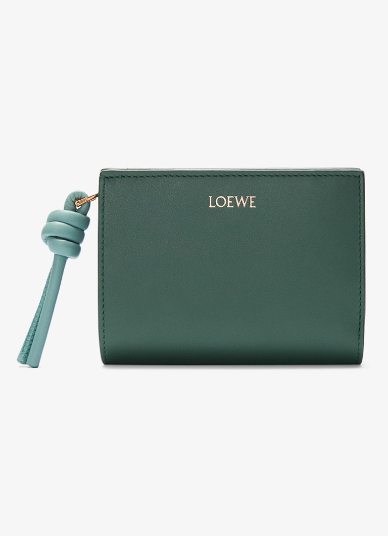 LOEWE - Knot portemonnee van kalfsleer - Donkergroen