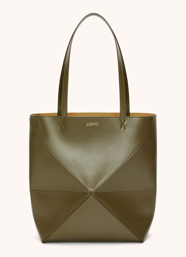 LOEWE - Puzzle Fold Medium shopper van kalfsleer - Bronsgroen