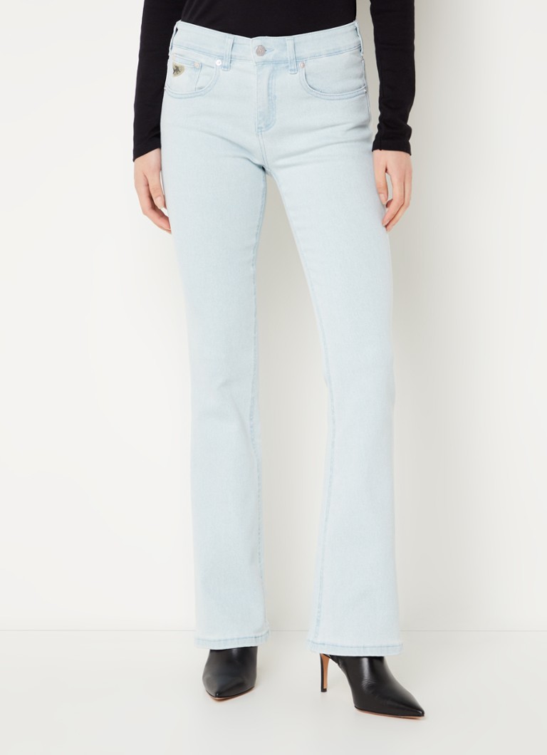 Lois Melrose mid waist flared jeans met lichte wassing • Indigo