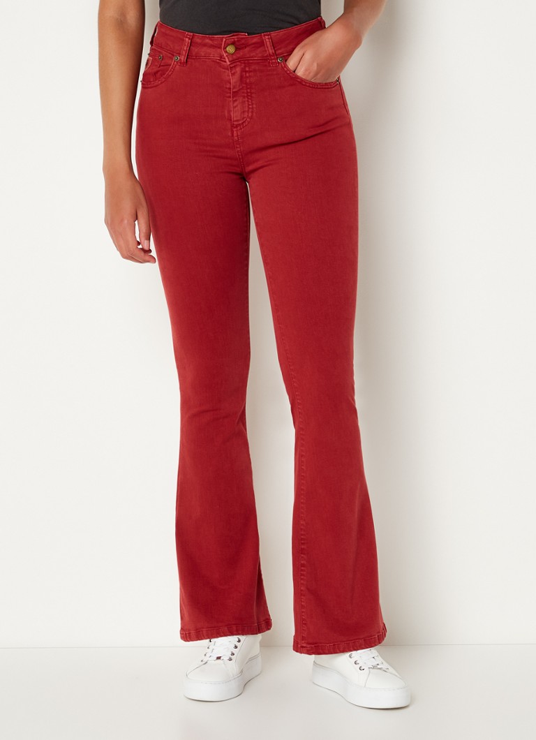 Lois Raval high waist flared jeans in lyocellblend • Rood • de Bijenkorf