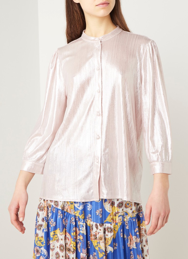 Lollys Laundry Amalie blouse met metallic finish • Lichtroze • de Bijenkorf
