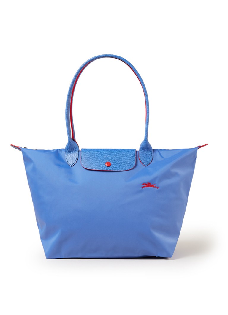 Longchamp - Le Pliage Club schoudertas L met leren details - Blauw