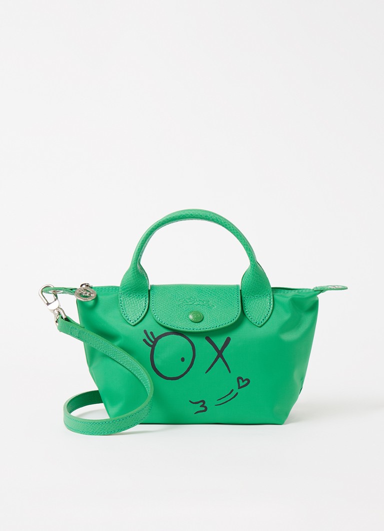 pedaal straal dramatisch Longchamp Le Pliage handtas XS met leren details • Groen • de Bijenkorf