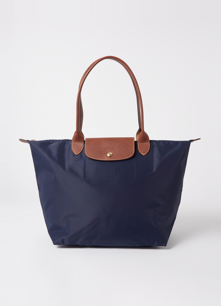 Longchamp - Le Pliage Original schoudertas L met leren details - Donkerblauw