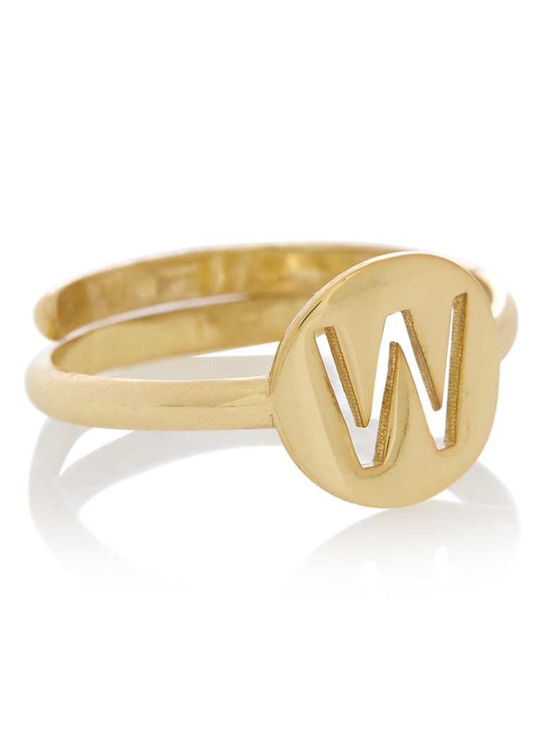 LOTT. gioielli - Verstelbare ring Initial W verguld - Goud
